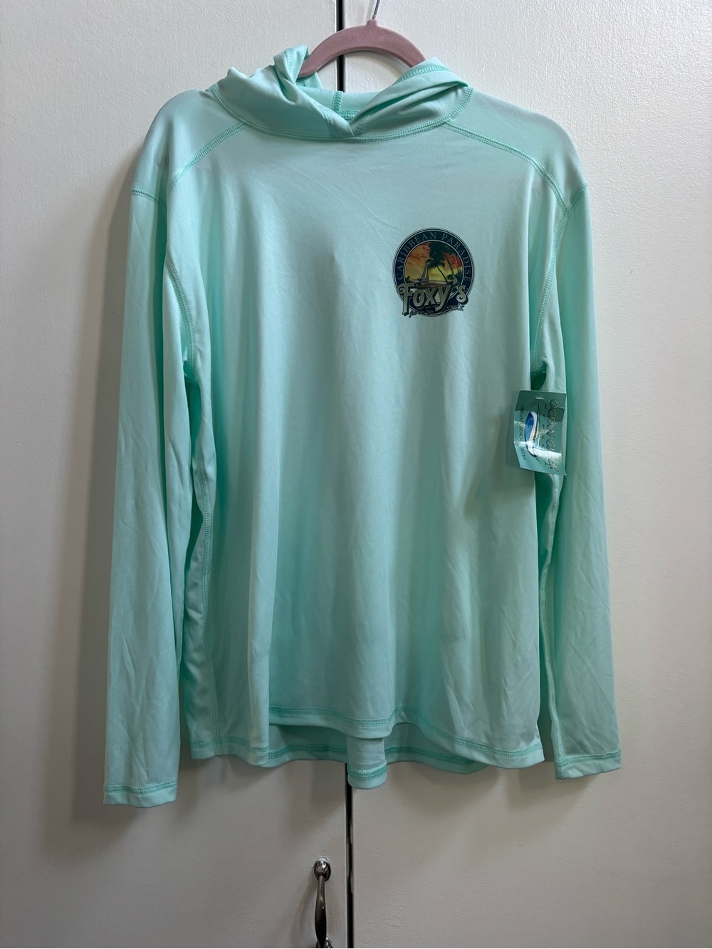 Ost Foxy's Caribbean Paradise Graphic Tee in Seafoam and Sunset Tones